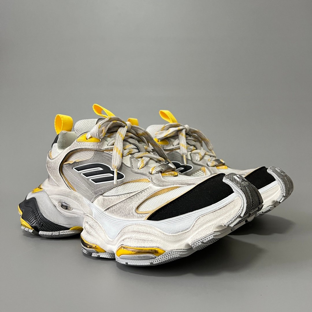 AuroraCustom Balenciaga Cargo Series Cyber Yellow, Metallic Silver & Stark Black Accent Avant-Garde Luxury Chunky Trainer (Unisex Edition) - Image 3