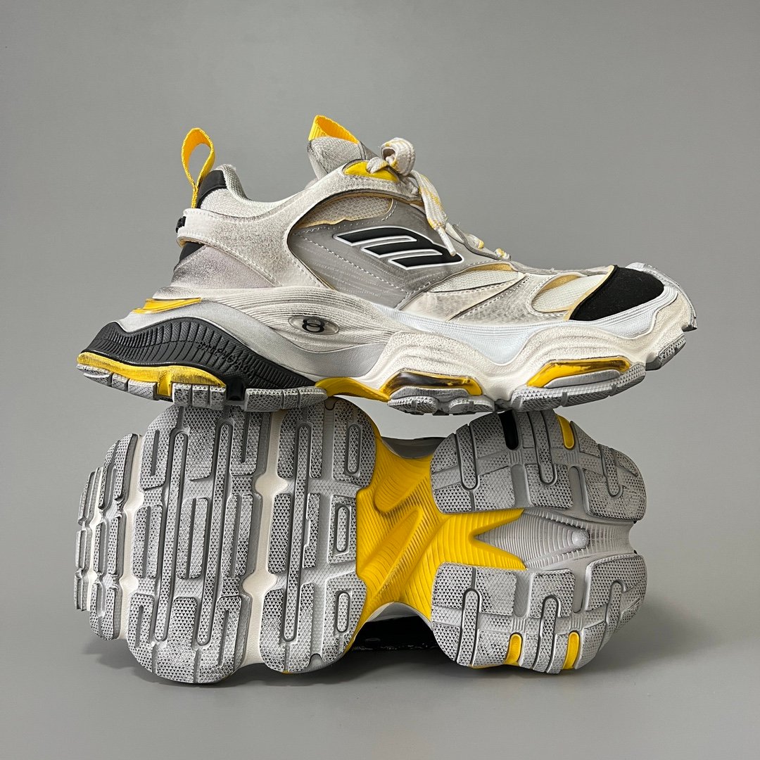 AuroraCustom Balenciaga Cargo Series Cyber Yellow, Metallic Silver & Stark Black Accent Avant-Garde Luxury Chunky Trainer (Unisex Edition) - Image 6