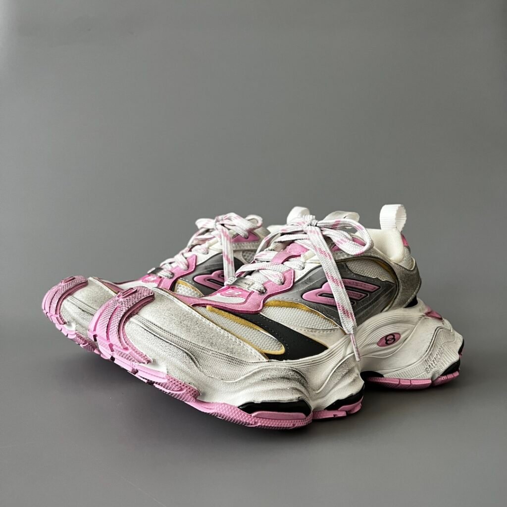AuroraCustom Balenciaga Cargo Series Candy Pink & Metallic Silver Oversized Avant-Garde Luxury Chunky Trainer (Unisex Edition)