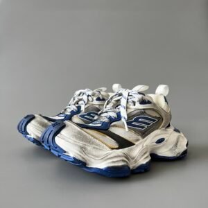AuroraCustom Balenciaga Cargo Series Ultramarine Blue & Metallic Silver Oversized Avant-Garde Luxury Chunky Trainer (Unisex Edition)