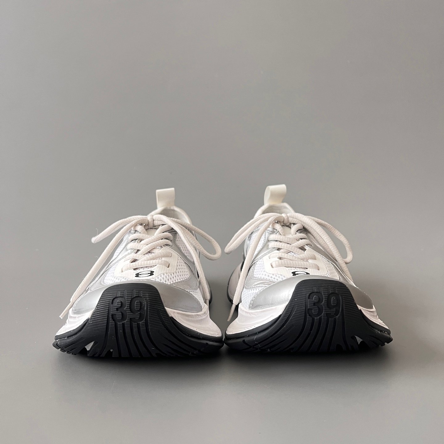 AuroraCustom Balenciaga Circuit Series Alabaster White & Metallic Silver Avant-Garde Luxury Lightweight Runner (Unisex Edition) - Image 2