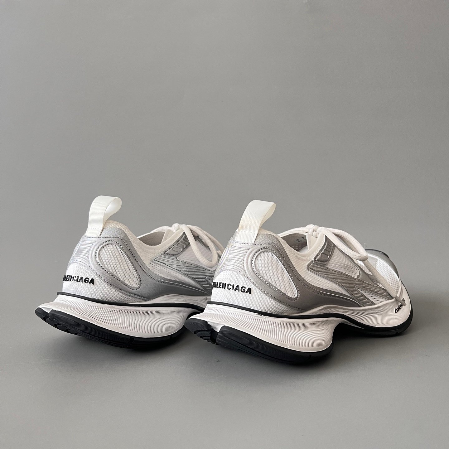 AuroraCustom Balenciaga Circuit Series Alabaster White & Metallic Silver Avant-Garde Luxury Lightweight Runner (Unisex Edition) - Image 4