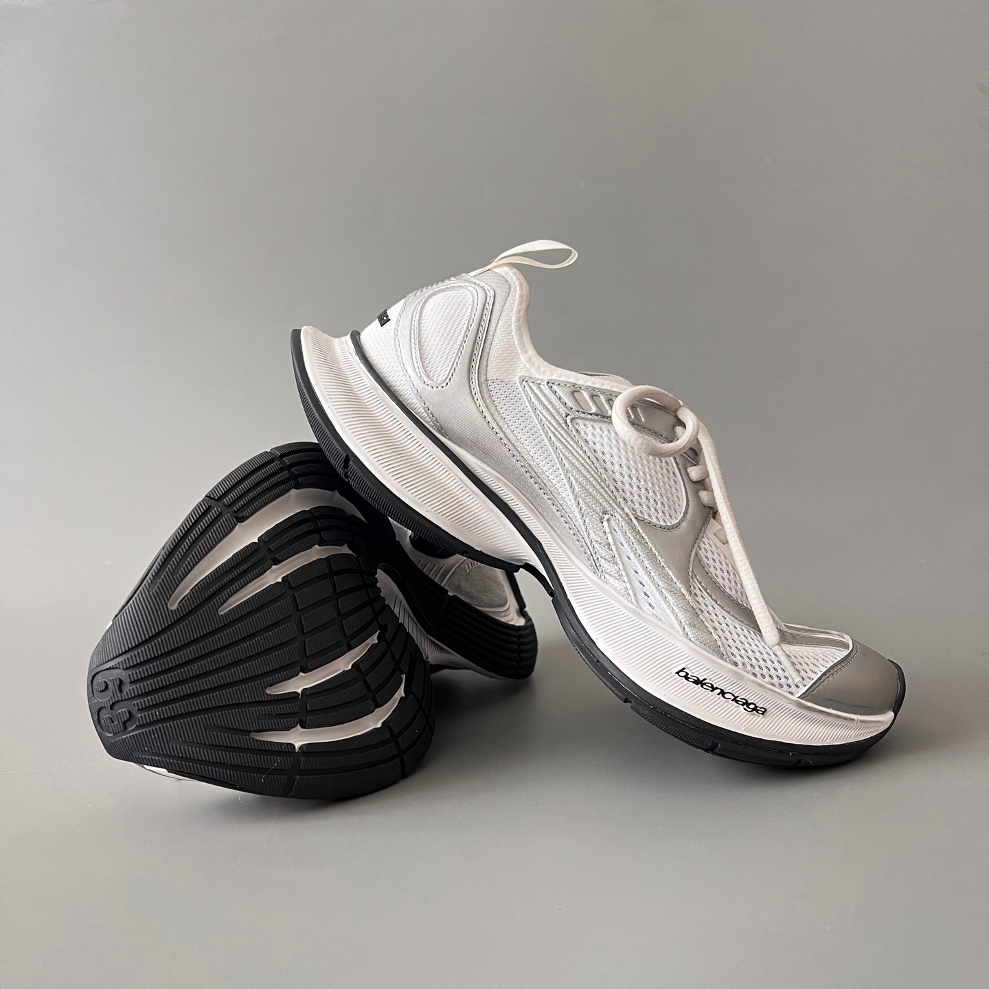 AuroraCustom Balenciaga Circuit Series Alabaster White & Metallic Silver Avant-Garde Luxury Lightweight Runner (Unisex Edition) - Image 7