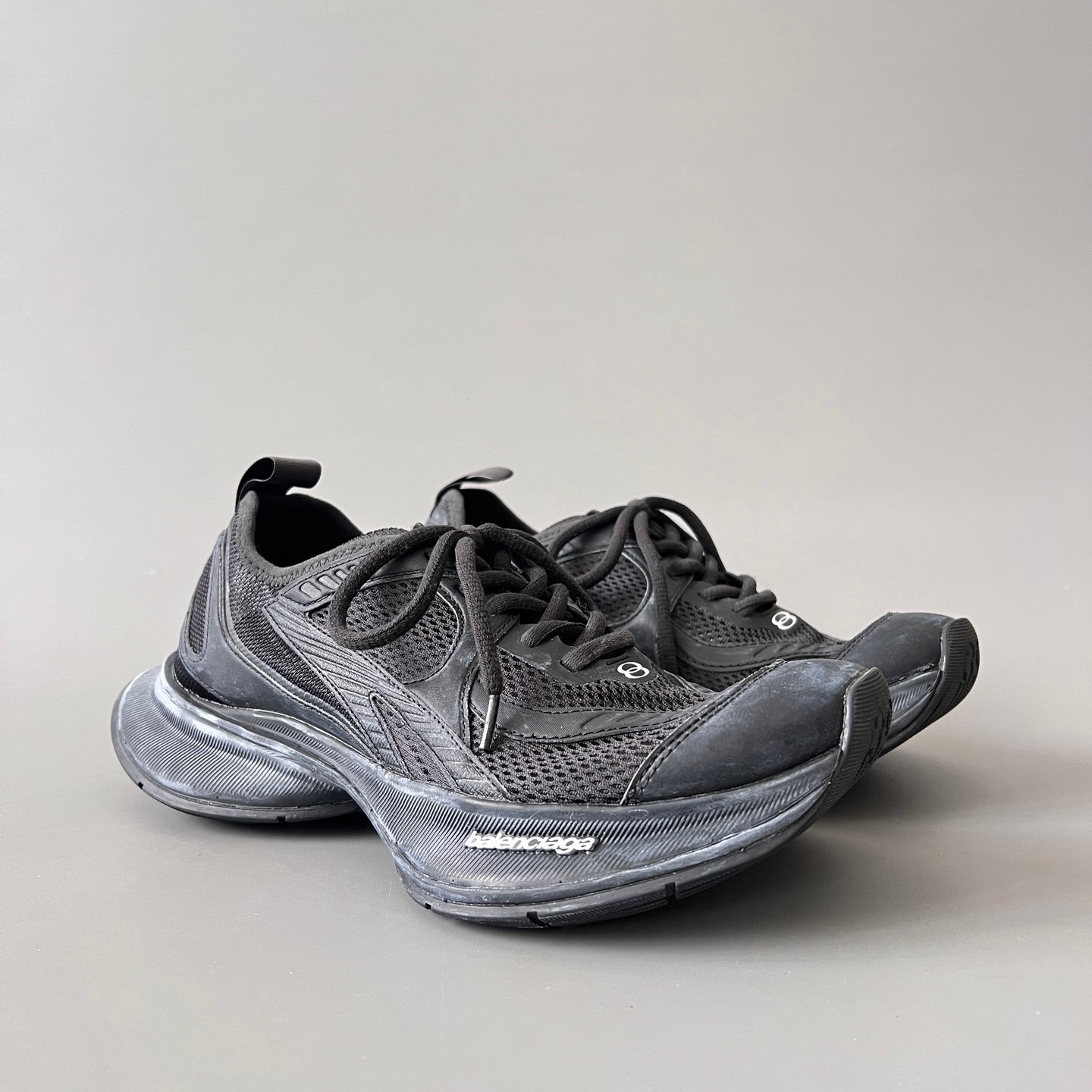 AuroraCustom Balenciaga Circuit Series Triple-Black Vintage Distressed Avant-Garde Luxury Lightweight Runner (Unisex Edition) - Image 3