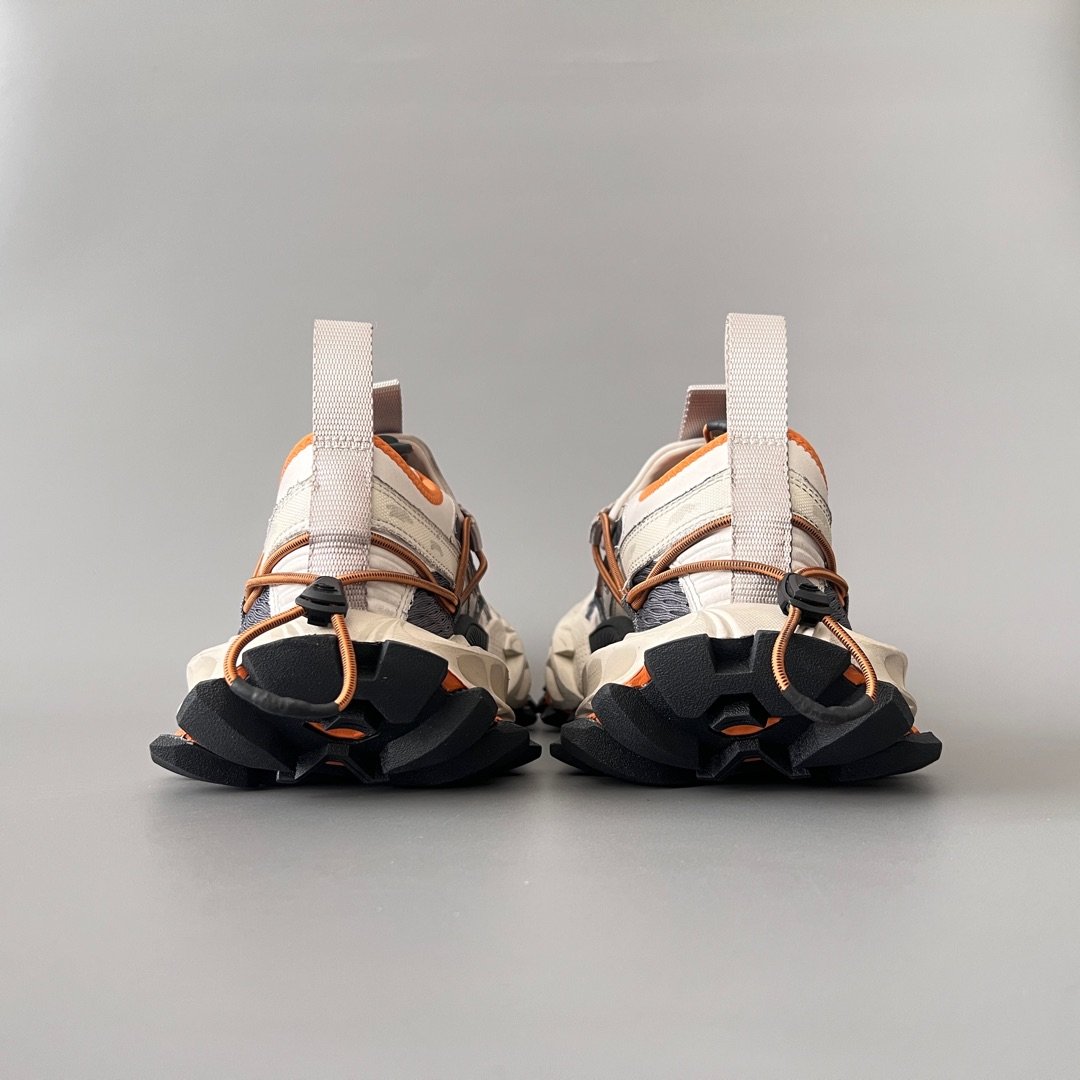 AuroraCustom Balenciaga Hike Series 25SS Vintage Bone White & Safety Orange Distressed Trail Sneakers (Unisex Edition) - Image 5