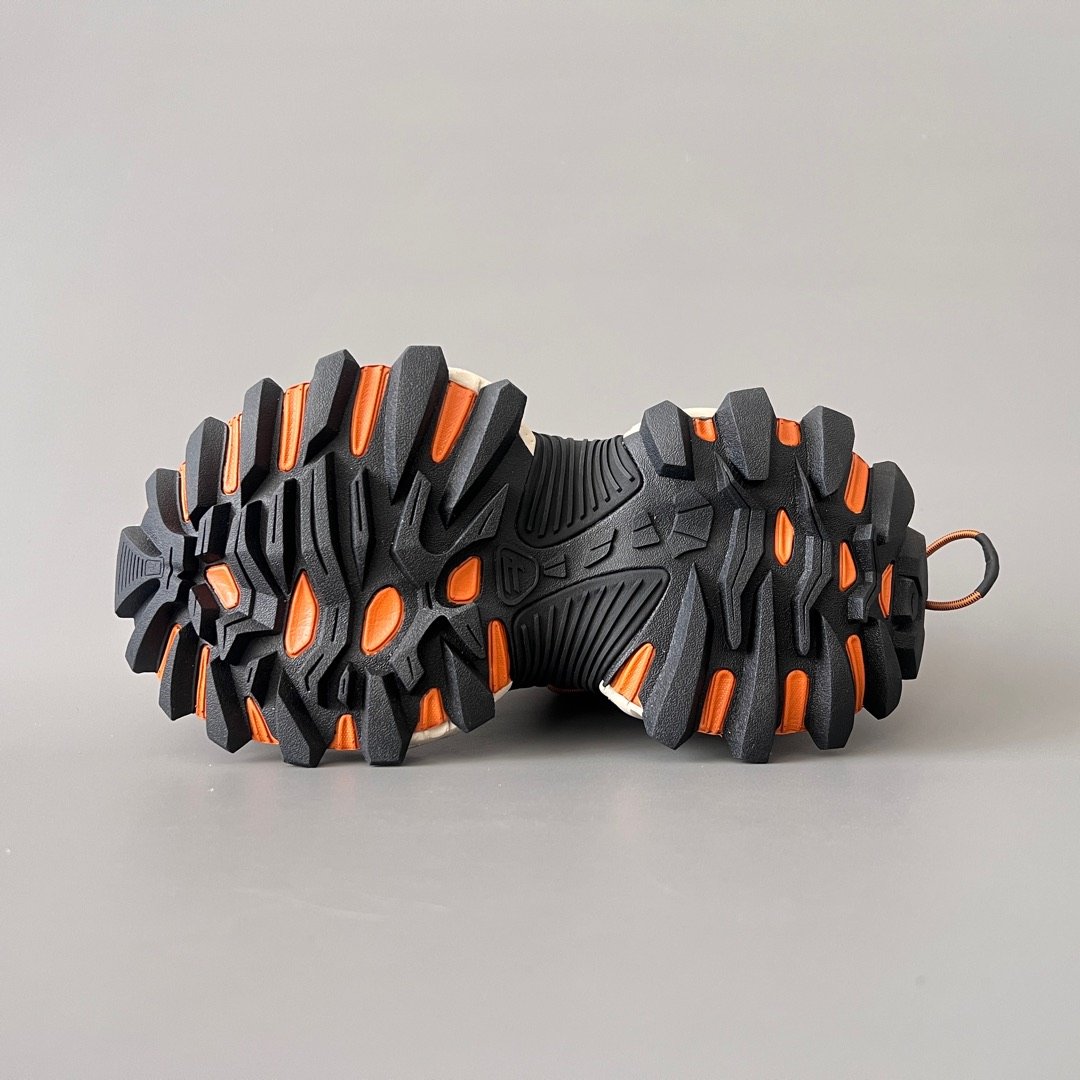 AuroraCustom Balenciaga Hike Series 25SS Vintage Bone White & Safety Orange Distressed Trail Sneakers (Unisex Edition) - Image 6
