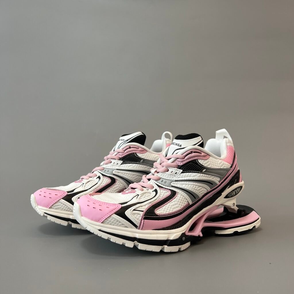 AuroraCustom Balenciaga X-Pander Series Suspended Elastic-Sole Kinetic Sneakers (Cyber Pink & Optic White Edition)
