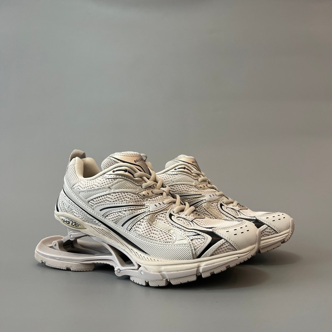 AuroraCustom Balenciaga X-Pander Series Suspended Elastic-Sole Kinetic Sneakers (Vintage Light Grey Edition) - Image 3