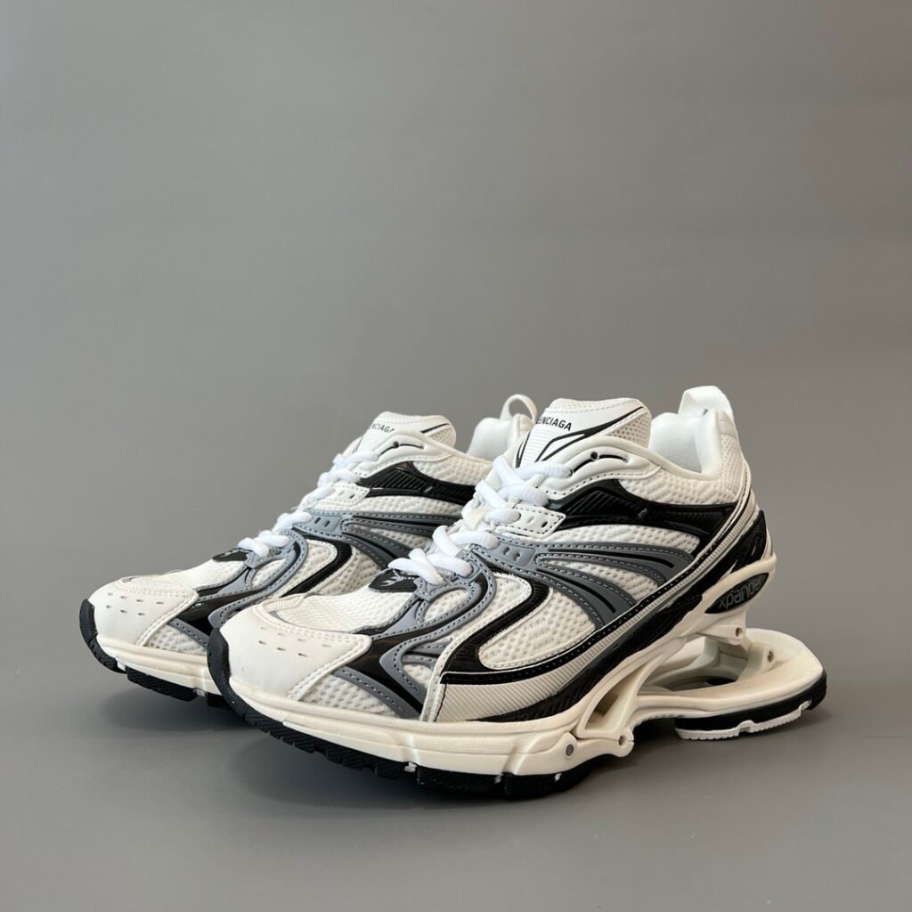 AuroraCustom Balenciaga X-Pander Series Suspended Elastic-Sole Kinetic Sneakers (Retro White & Cyber Grey Edition)