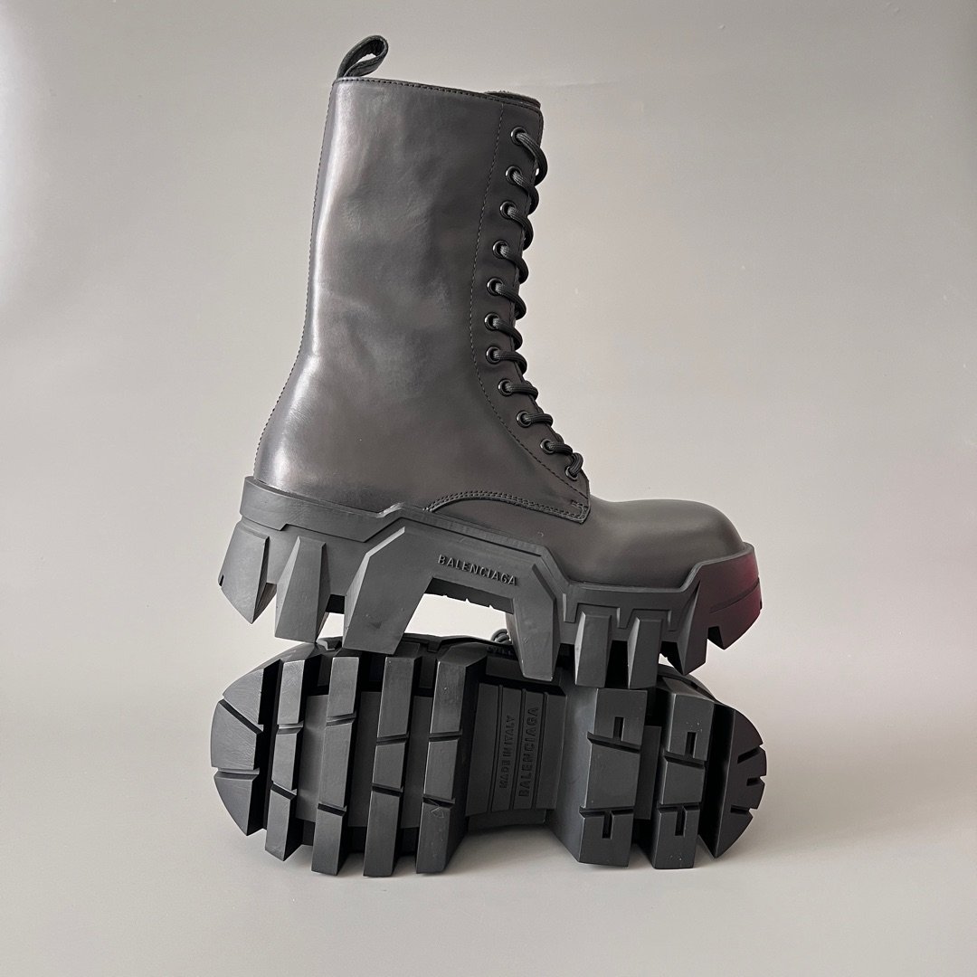 AuroraCustom Balenciaga Bulldozer Series Archival Matte Black Premium Leather High-Top Combat Martin Boots (Men's Edition) - Image 7
