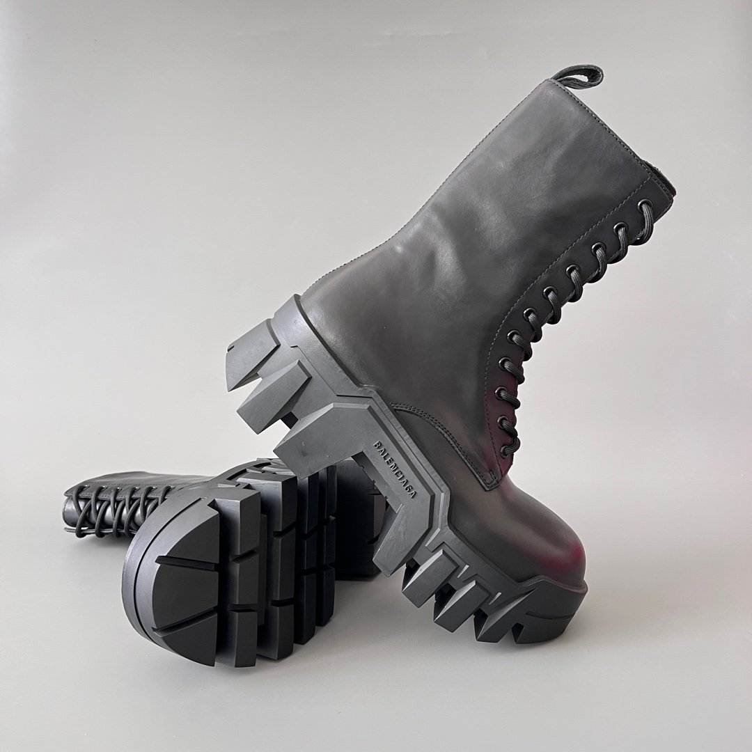 AuroraCustom Balenciaga Bulldozer Series Archival Matte Black Premium Leather High-Top Combat Martin Boots (Men's Edition) - Image 8