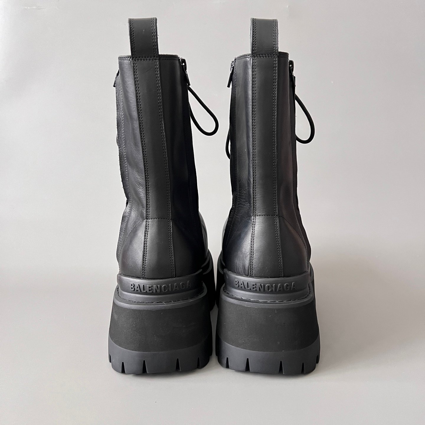 AuroraCustom Balenciaga Giant Series Matte Black Premium Leather High-Shaft Combat Platform Boots (Men's Edition) - Image 5