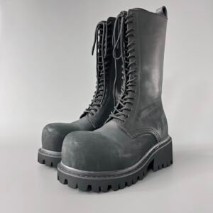 AuroraCustom Balenciaga Stomper Series Heavily Distressed Matte Leather High-Shaft Combat Boots (Men's Edition)