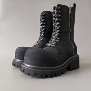 AuroraCustom Balenciaga Stomper Series Charm-Adorned Distressed Suede Combat Boots (Men's Edition)