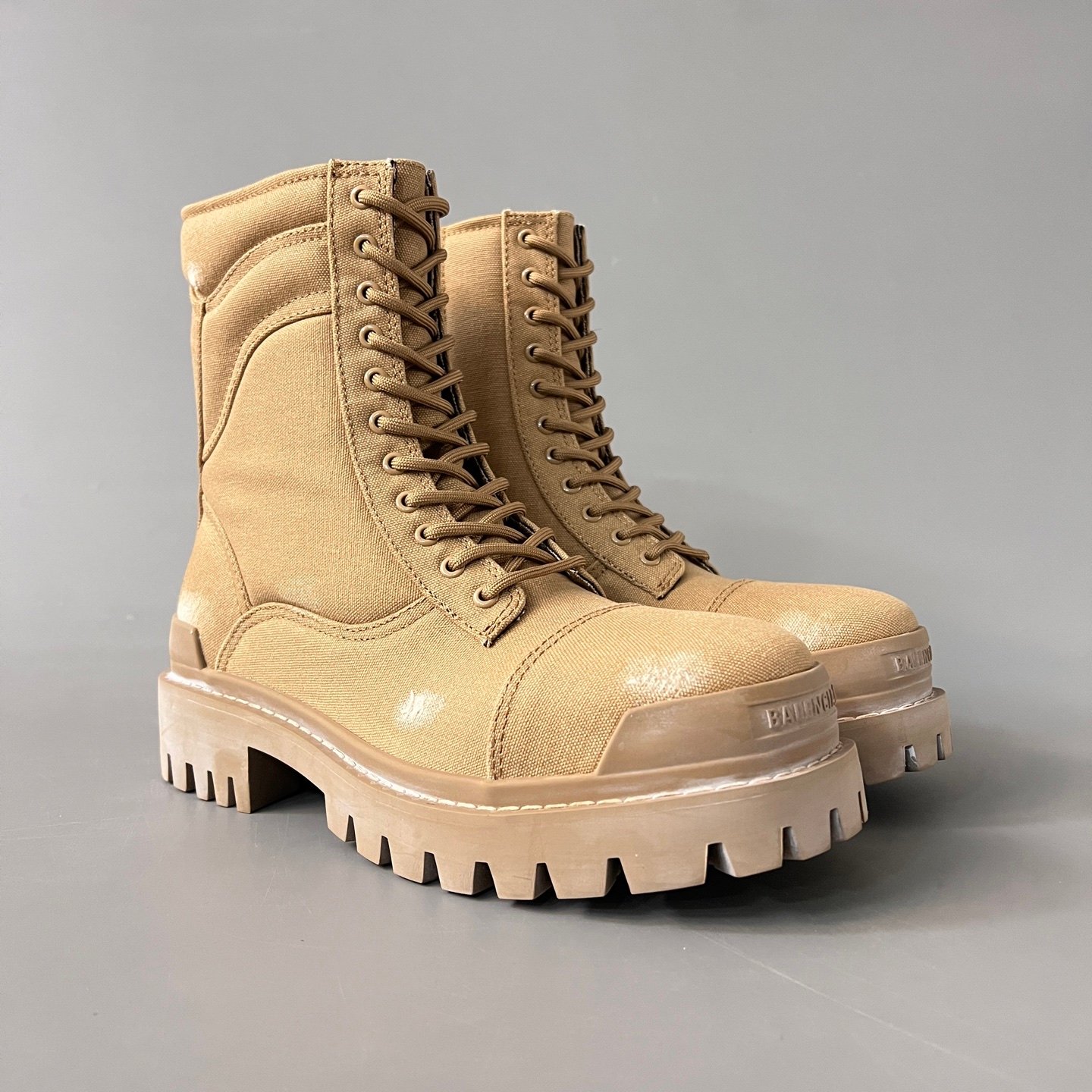 AuroraCustom Balenciaga Strike Series 20mm Heavily Distressed Canvas Combat Boots (Men's Edition) - Image 3