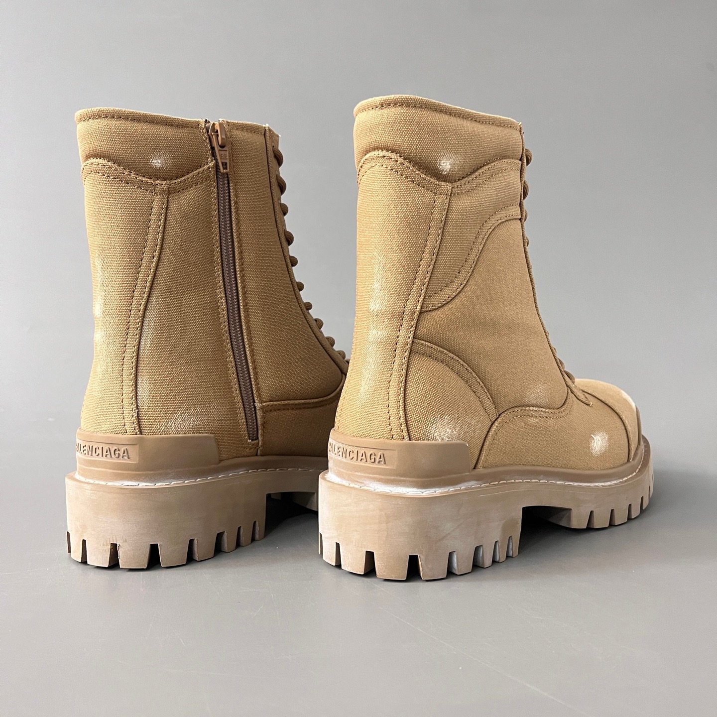 AuroraCustom Balenciaga Strike Series 20mm Heavily Distressed Canvas Combat Boots (Men's Edition) - Image 4