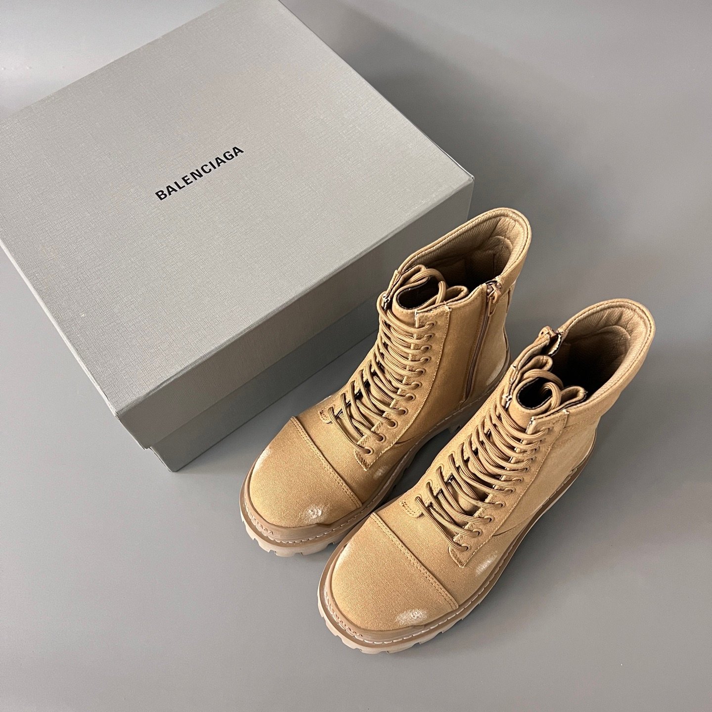 AuroraCustom Balenciaga Strike Series 20mm Heavily Distressed Canvas Combat Boots (Men's Edition) - Image 9