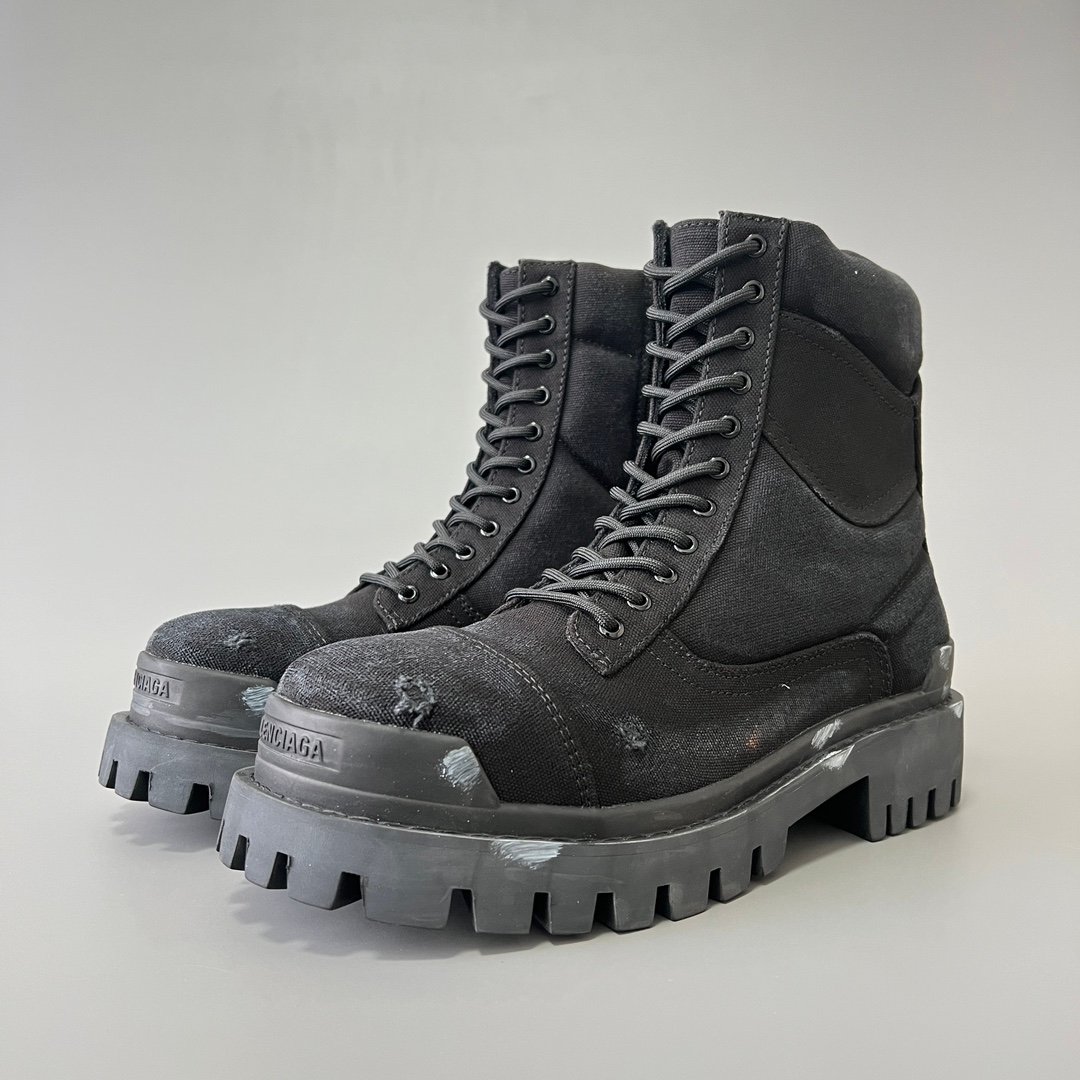 AuroraCustom Balenciaga Strike Series 20mm Heavily Distressed Canvas Combat Boots (Men's Edition)