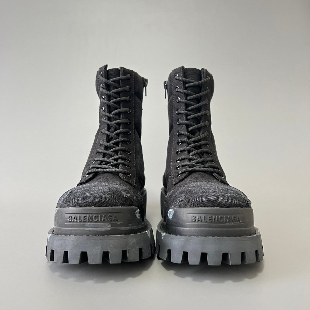 AuroraCustom Balenciaga Strike Series 20mm Heavily Distressed Canvas Combat Boots (Men's Edition) - Image 2
