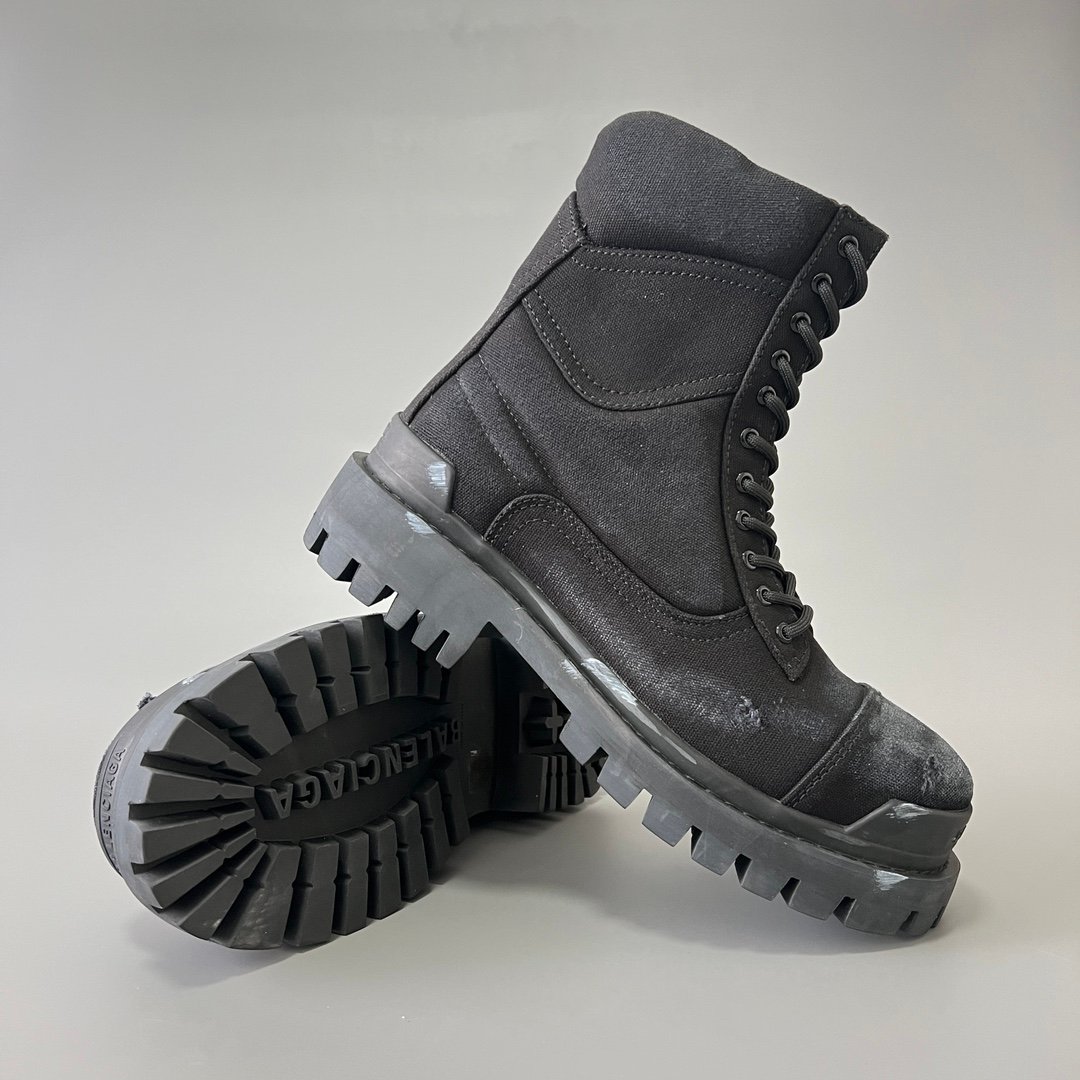 AuroraCustom Balenciaga Strike Series 20mm Heavily Distressed Canvas Combat Boots (Men's Edition) - Image 7