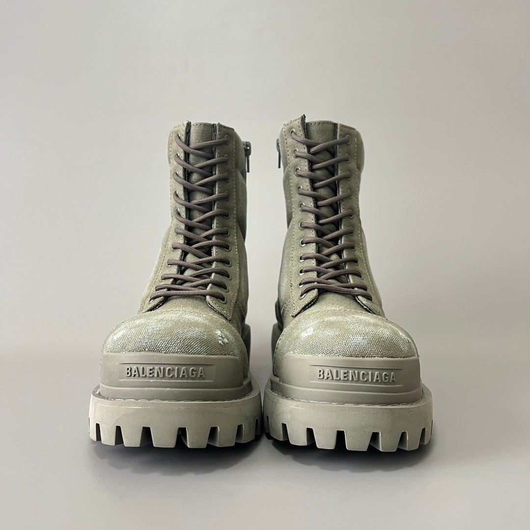 AuroraCustom Balenciaga Strike Series 20mm Heavily Distressed Canvas Combat Boots (Men's Edition) - Image 2