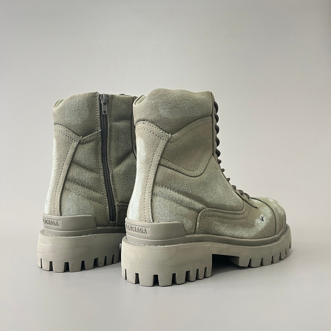 AuroraCustom Balenciaga Strike Series 20mm Heavily Distressed Canvas Combat Boots (Men's Edition) - Image 4