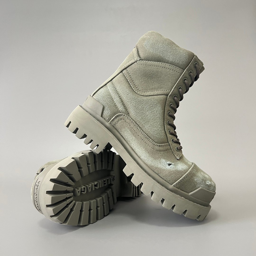 AuroraCustom Balenciaga Strike Series 20mm Heavily Distressed Canvas Combat Boots (Men's Edition) - Image 7