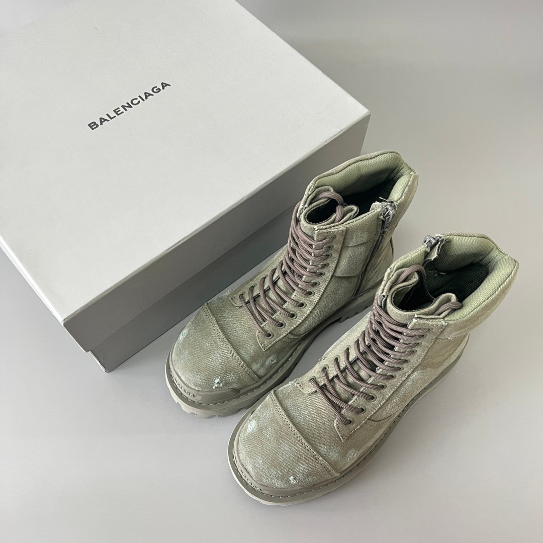 AuroraCustom Balenciaga Strike Series 20mm Heavily Distressed Canvas Combat Boots (Men's Edition) - Image 9
