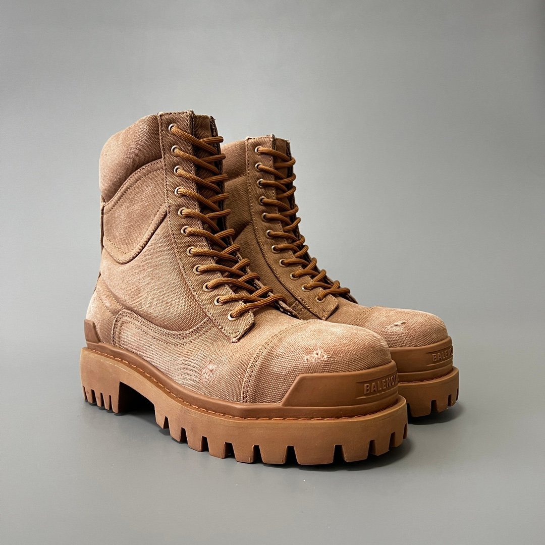AuroraCustom Balenciaga Strike Series 20mm Heavily Distressed Canvas Combat Boots (Men's Edition) - Image 3