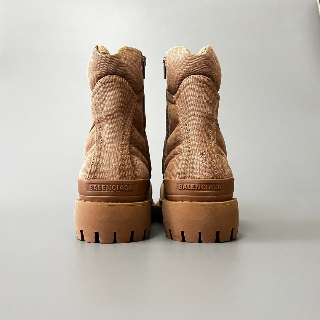 AuroraCustom Balenciaga Strike Series 20mm Heavily Distressed Canvas Combat Boots (Men's Edition) - Image 5