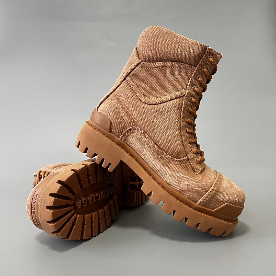 AuroraCustom Balenciaga Strike Series 20mm Heavily Distressed Canvas Combat Boots (Men's Edition) - Image 7