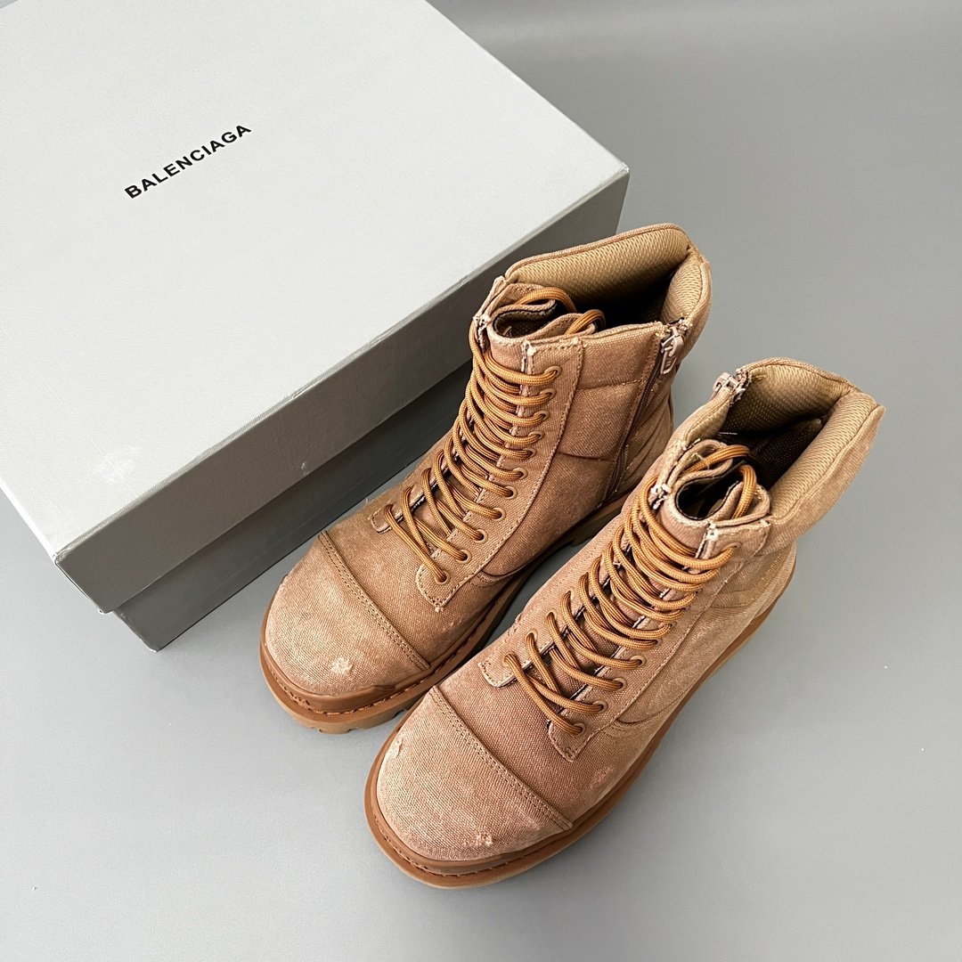 AuroraCustom Balenciaga Strike Series 20mm Heavily Distressed Canvas Combat Boots (Men's Edition) - Image 9