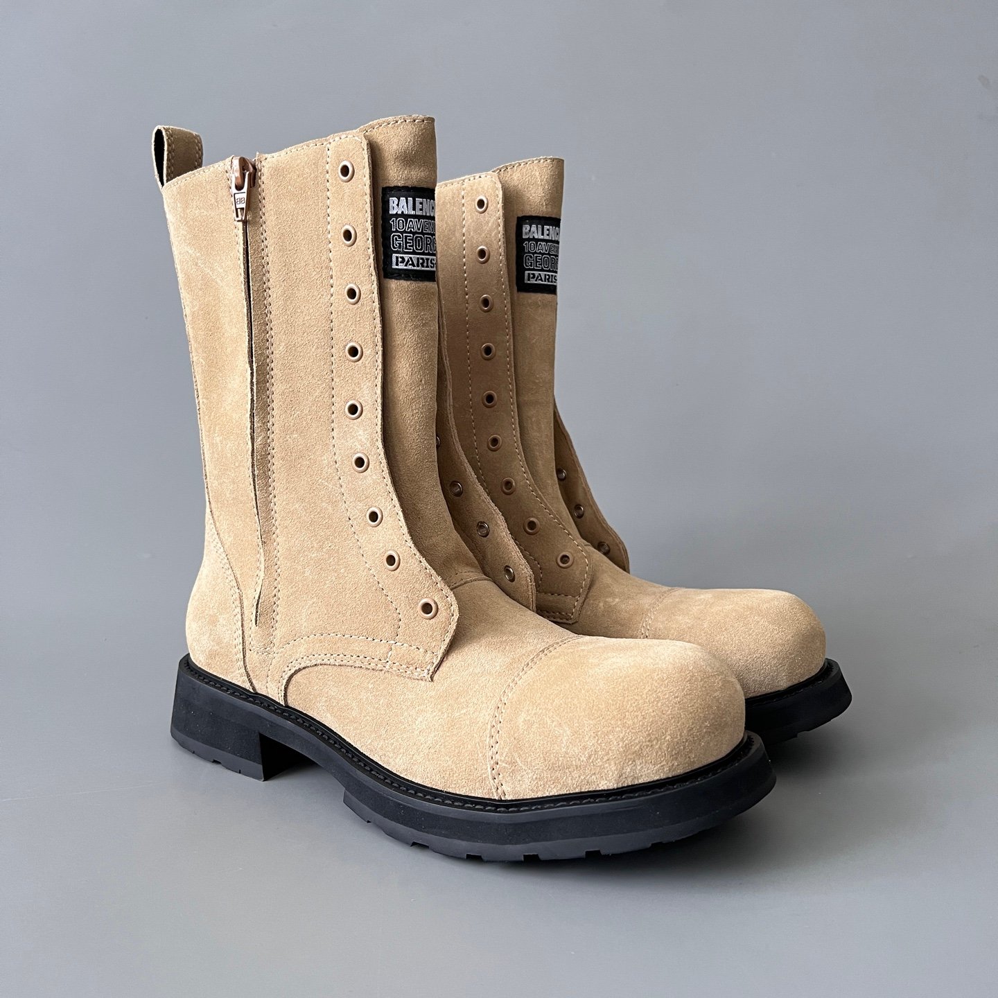 AuroraCustom Balenciaga Combat Series Premium Sand Suede High-Shaft Open-Throat Side-Zip Boots (Men's Edition) - Image 3