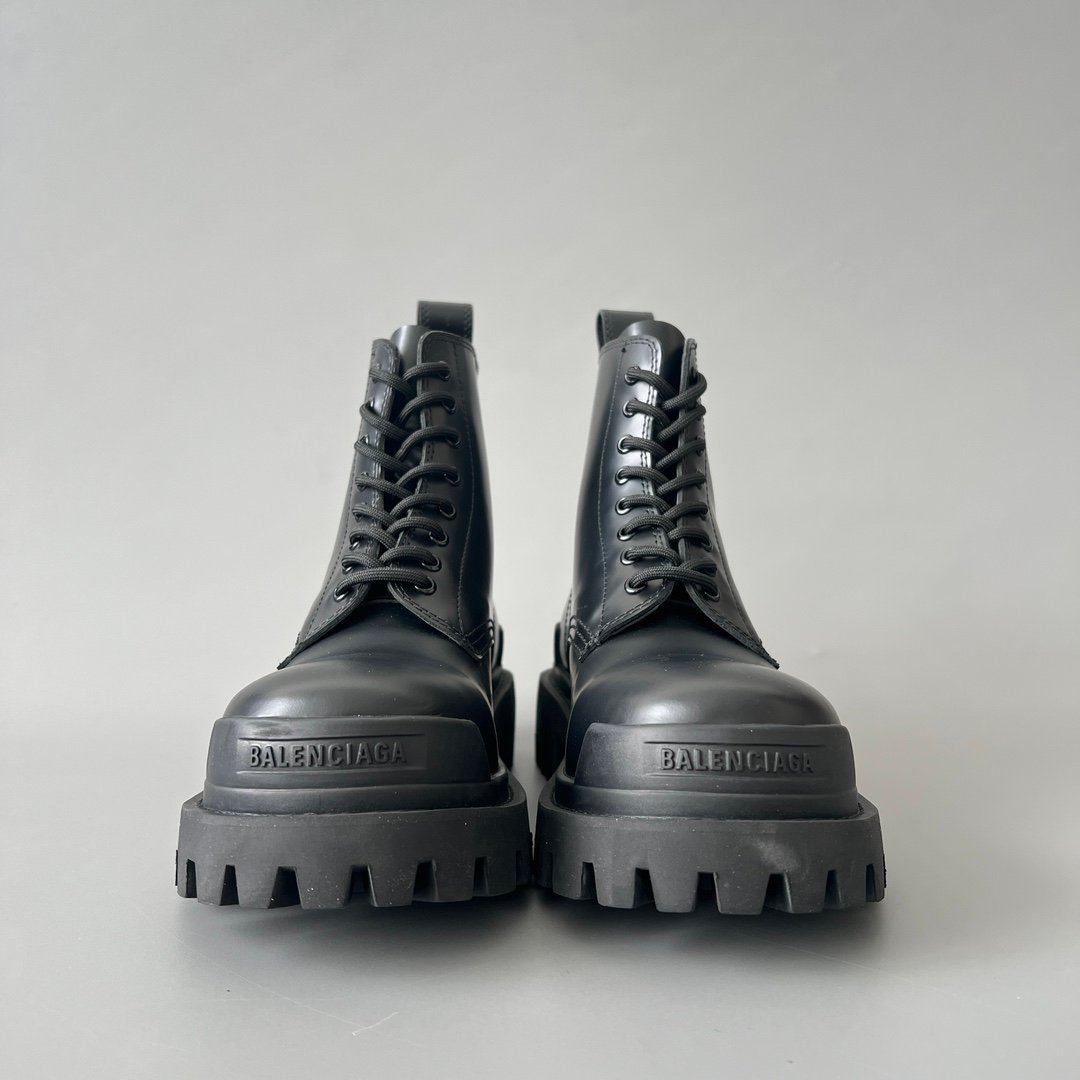 AuroraCustom Balenciaga Strike Series Smooth Calfskin Thick Rubber Platform Combat Boots (Men's Edition) - Image 2