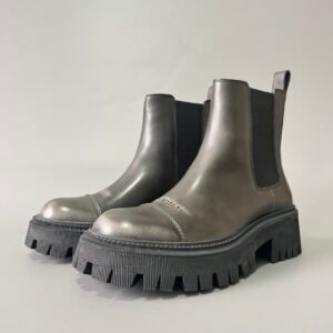 AuroraCustom Balenciaga Tractor Series Antique Burnished Silver Calfskin Heavy-Platform Chelsea Boots (Men's Edition)