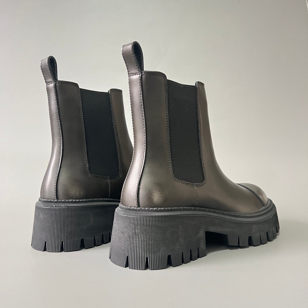 AuroraCustom Balenciaga Tractor Series Antique Burnished Silver Calfskin Heavy-Platform Chelsea Boots (Men's Edition) - Image 4