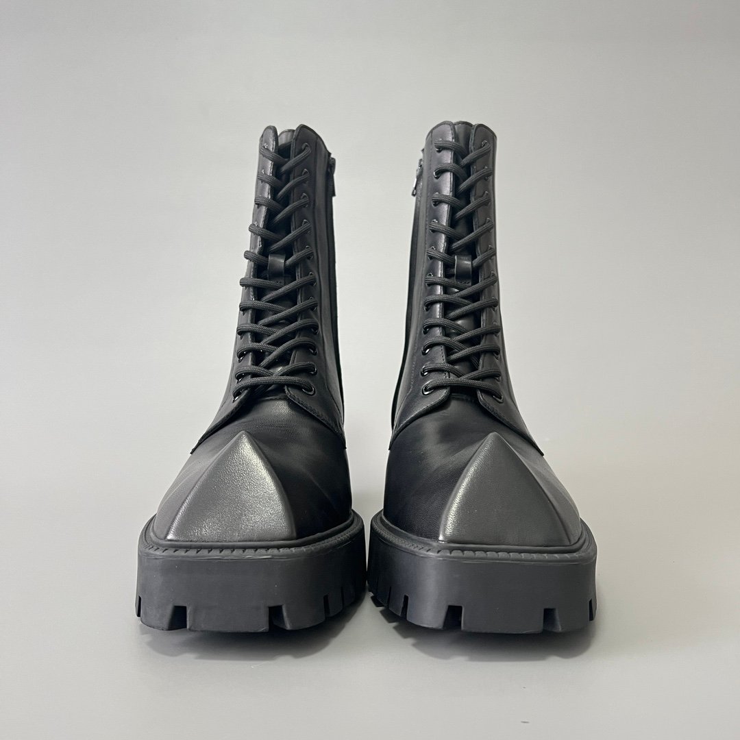 AuroraCustom Balenciaga Rhino Series Premium Smooth Calfskin Heavy-Platform Combat Lace-Up Boots (Men's Edition) - Image 2
