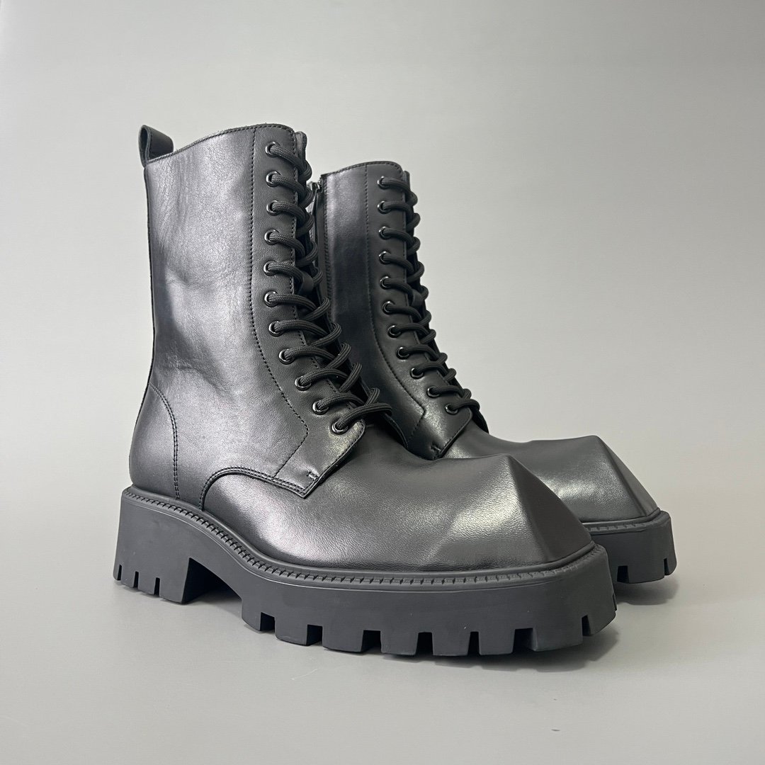 AuroraCustom Balenciaga Rhino Series Premium Smooth Calfskin Heavy-Platform Combat Lace-Up Boots (Men's Edition) - Image 3