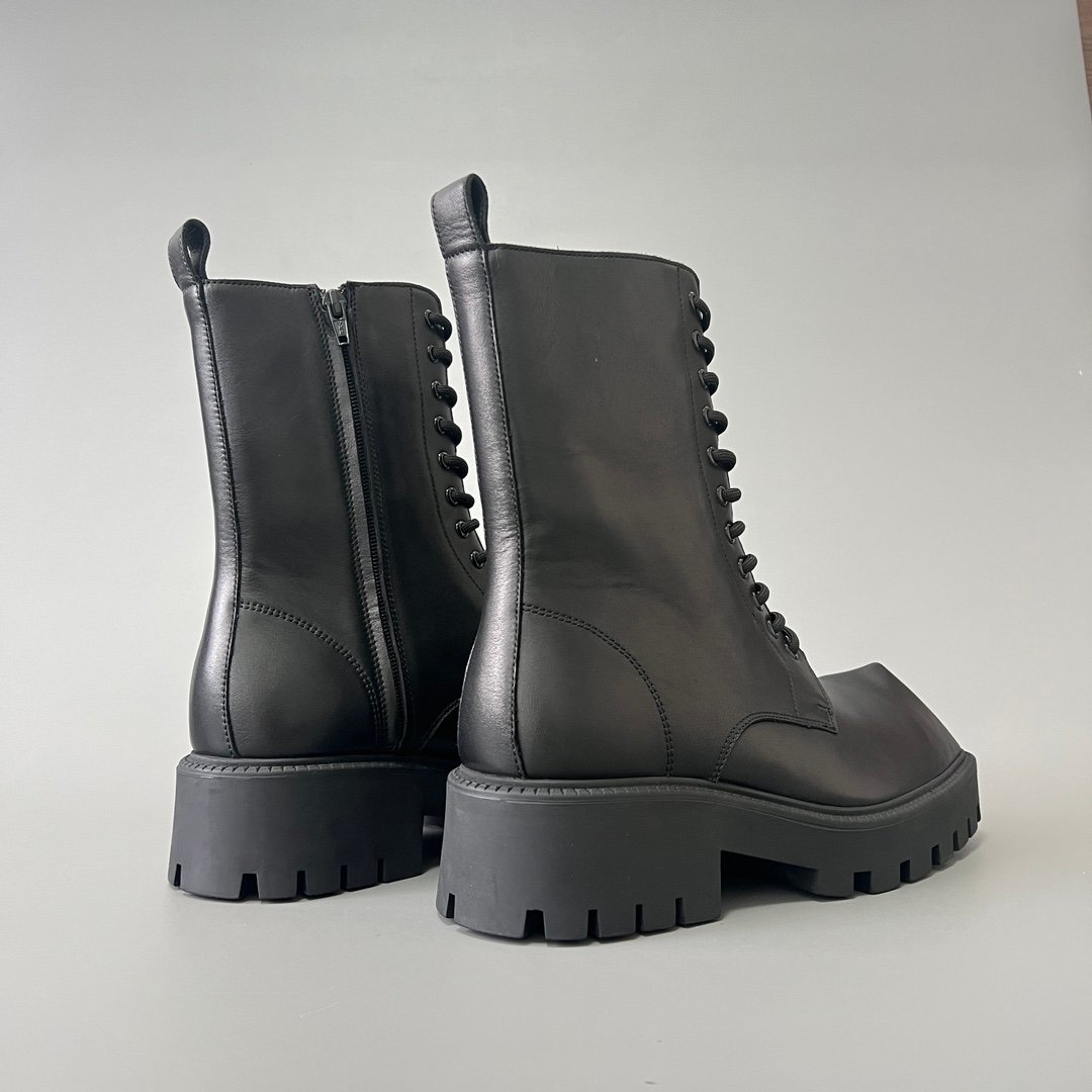 AuroraCustom Balenciaga Rhino Series Premium Smooth Calfskin Heavy-Platform Combat Lace-Up Boots (Men's Edition) - Image 4