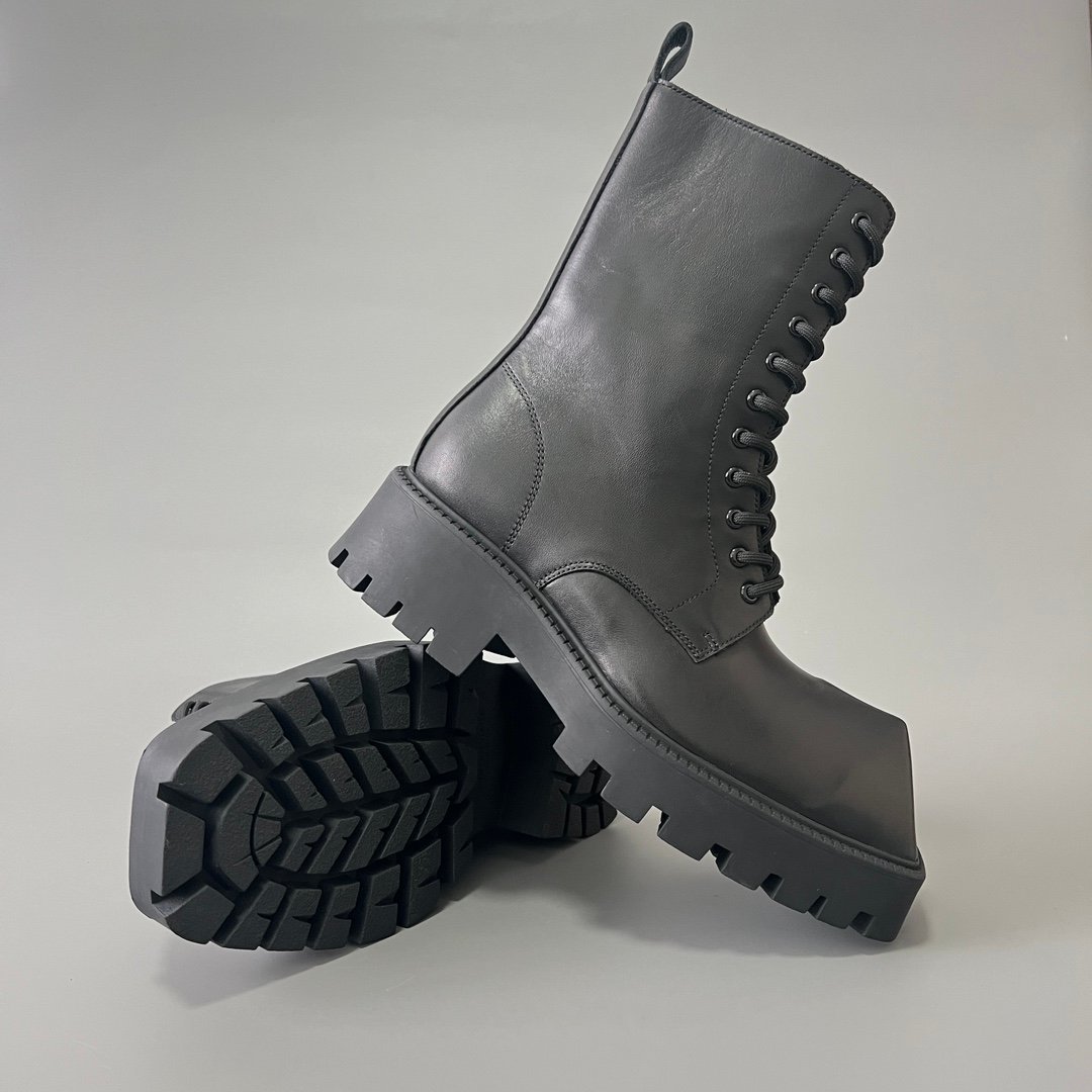 AuroraCustom Balenciaga Rhino Series Premium Smooth Calfskin Heavy-Platform Combat Lace-Up Boots (Men's Edition) - Image 7