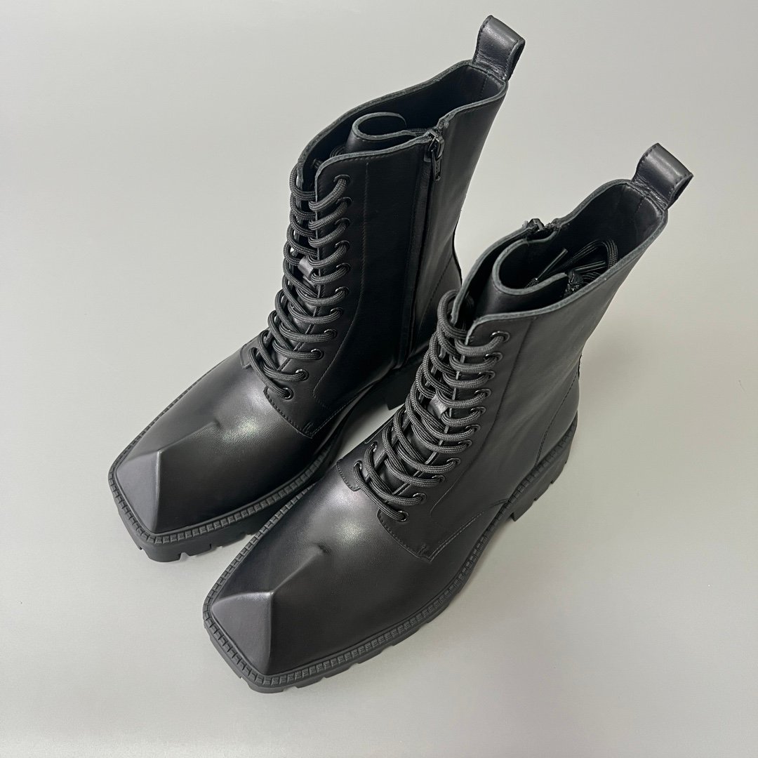 AuroraCustom Balenciaga Rhino Series Premium Smooth Calfskin Heavy-Platform Combat Lace-Up Boots (Men's Edition) - Image 8