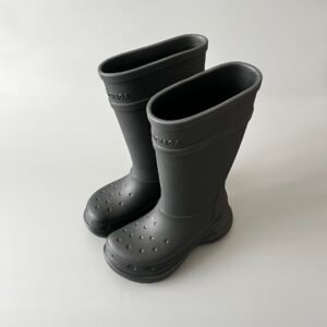AuroraCustom Balenciaga Crocs Boot Series Monolithic EVA High-Foamed Matte Black Rain Boots (Unisex Edition)