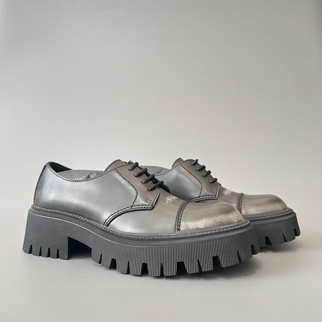 AuroraCustom Balenciaga Tractor Series Hand-Brushed Premium Leather Heavy-Platform Derby Shoes (Men's Edition) - Image 3
