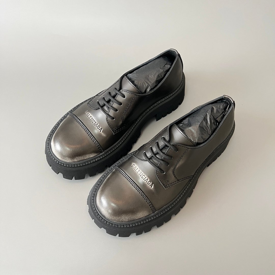AuroraCustom Balenciaga Tractor Series Hand-Brushed Premium Leather Heavy-Platform Derby Shoes (Men's Edition) - Image 8