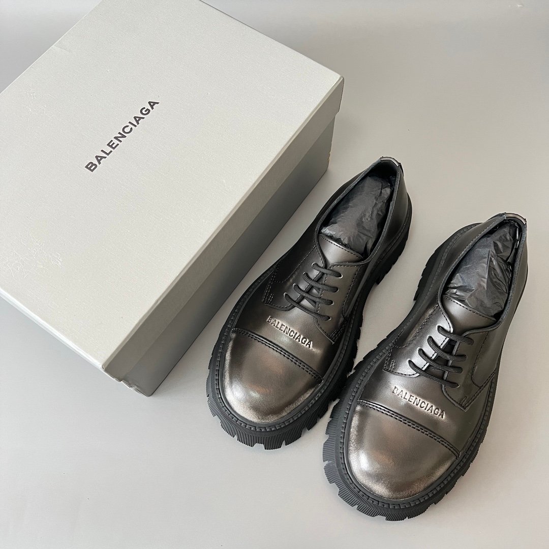 AuroraCustom Balenciaga Tractor Series Hand-Brushed Premium Leather Heavy-Platform Derby Shoes (Men's Edition) - Image 9