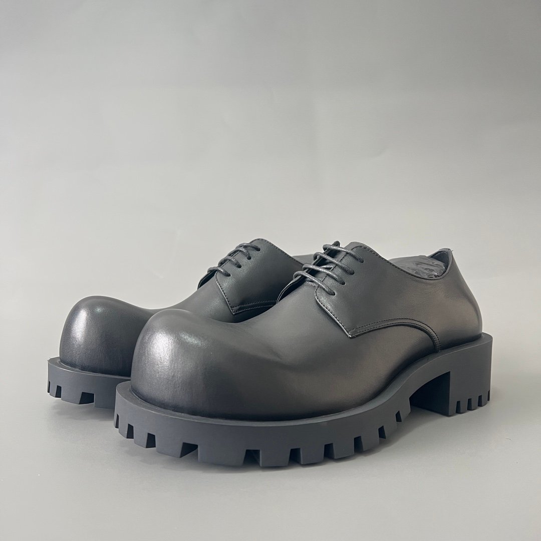 AuroraCustom Balenciaga Sergent Series Matte Textured Premium Leather Statement Derby Shoes (Men's Edition)
