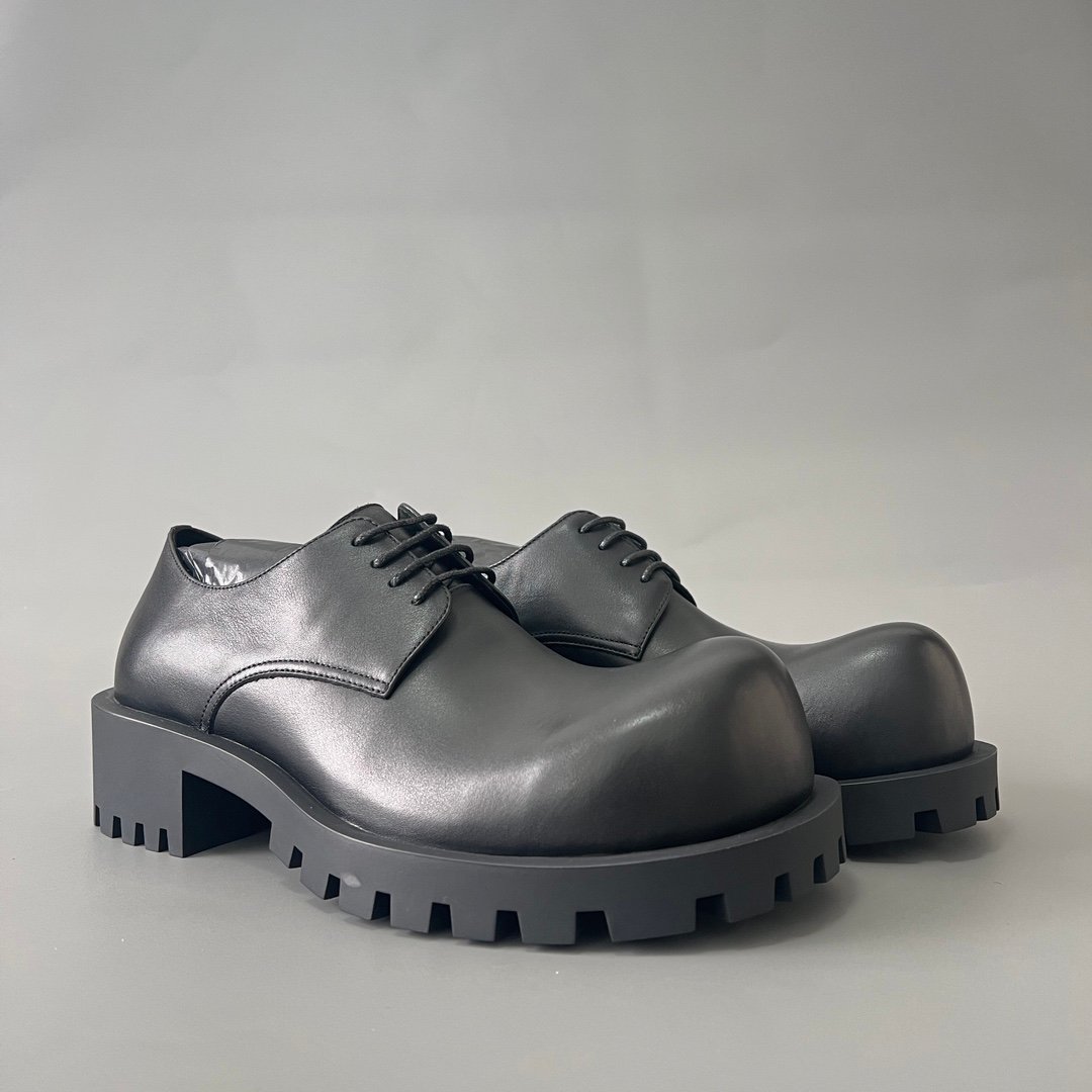 AuroraCustom Balenciaga Sergent Series Matte Textured Premium Leather Statement Derby Shoes (Men's Edition) - Image 3