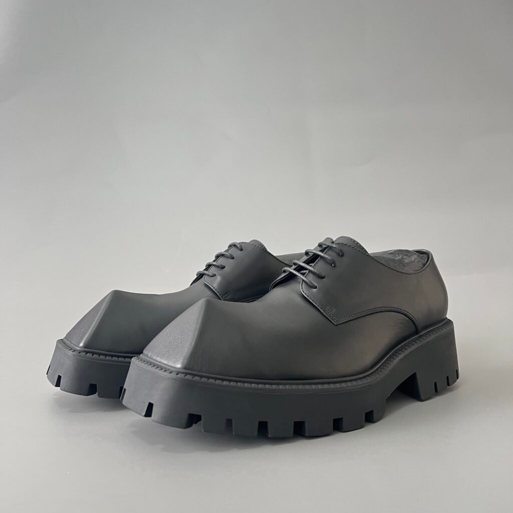 AuroraCustom Balenciaga Rhino Series Matte Black Premium Leather Statement Derby Shoes (Men's Edition)