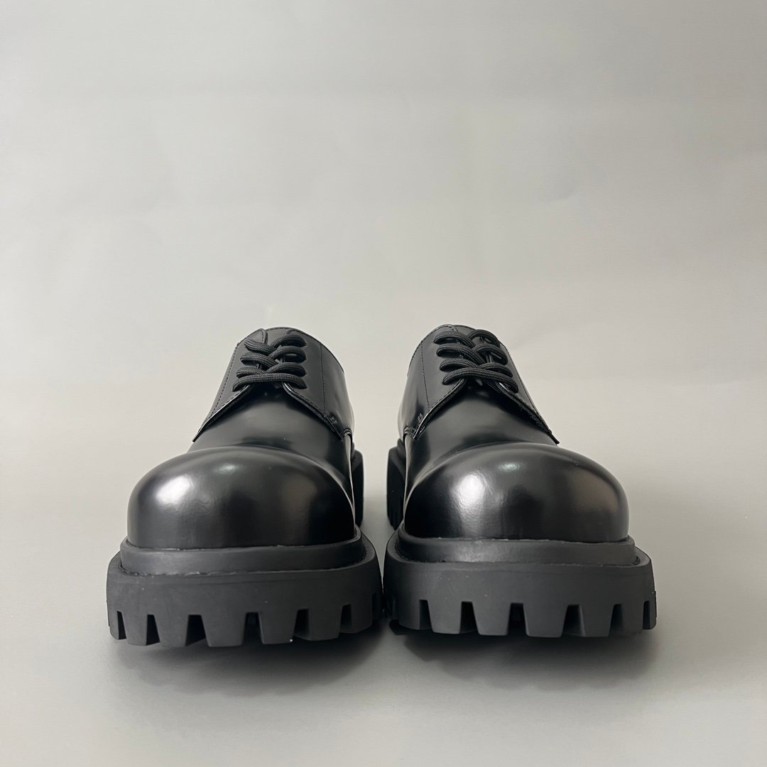 AuroraCustom Balenciaga Sergent Series Semi-Gloss Calfskin Leather Statement Derby Shoes (Men's Edition) - Image 2