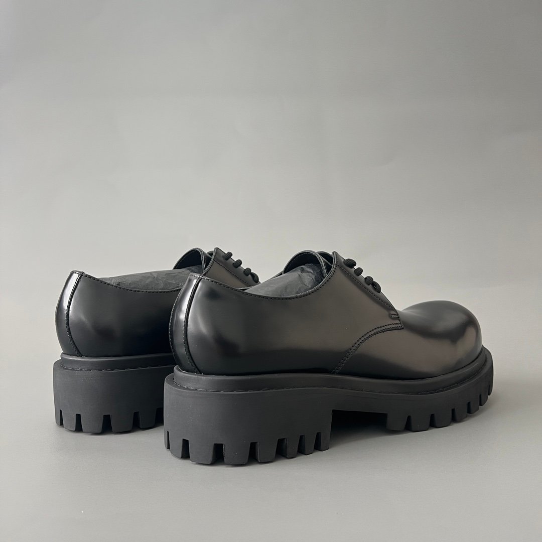 AuroraCustom Balenciaga Sergent Series Semi-Gloss Calfskin Leather Statement Derby Shoes (Men's Edition) - Image 4